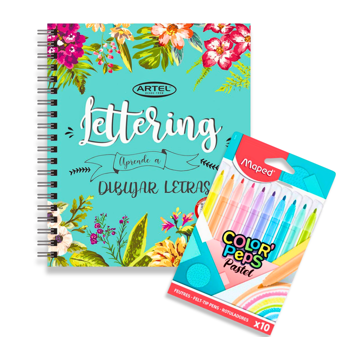 Kit Lettering. Libro de caligrafía y marcadores