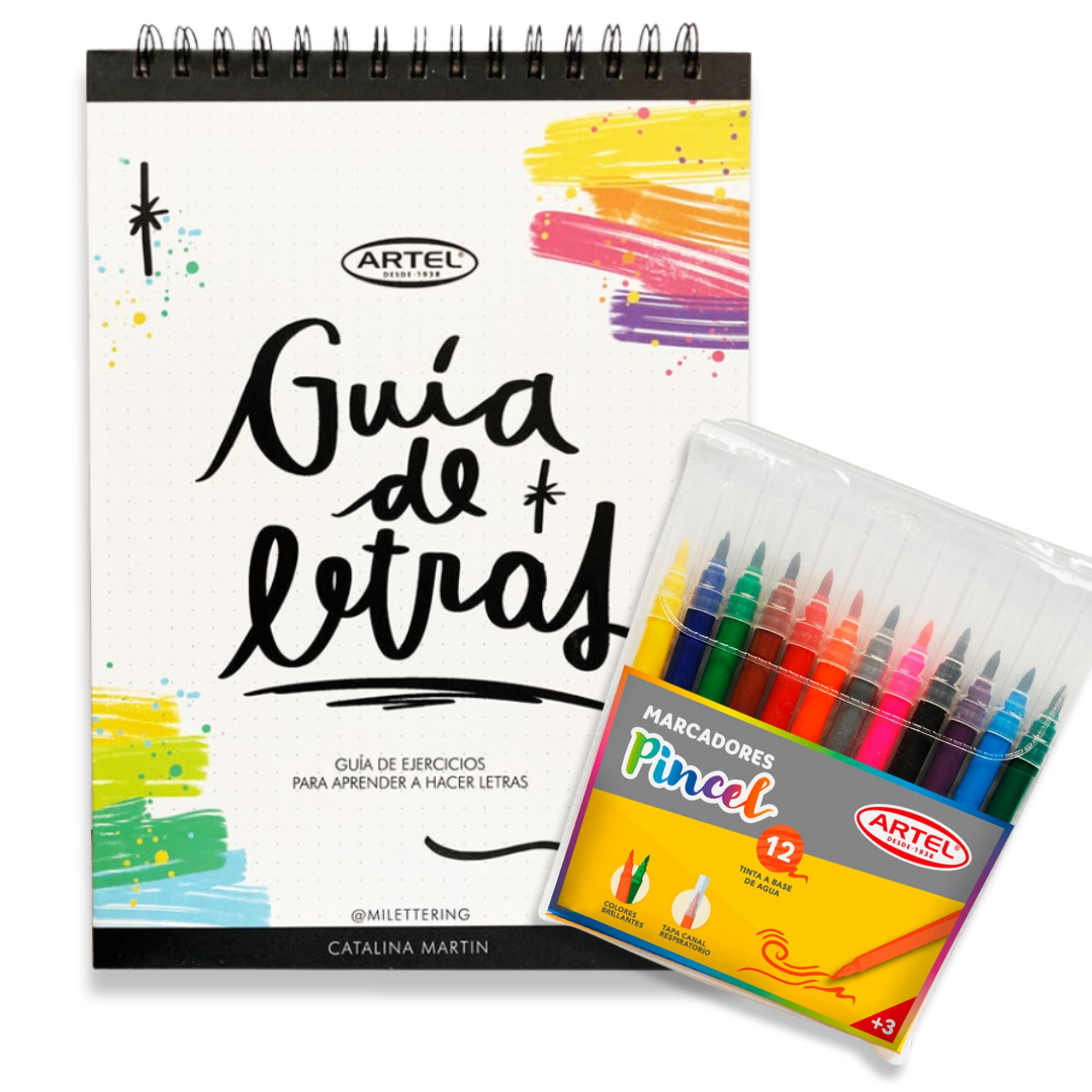 Kit Lettering. Libro de caligrafía y marcadores