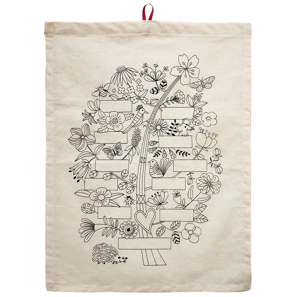 Árbol genealógico en tela, para pintar o bordar